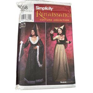 Simplicity 9058 Renaissance Costume Pattern Size 6-12 Dresses & Hats Uncut NEW